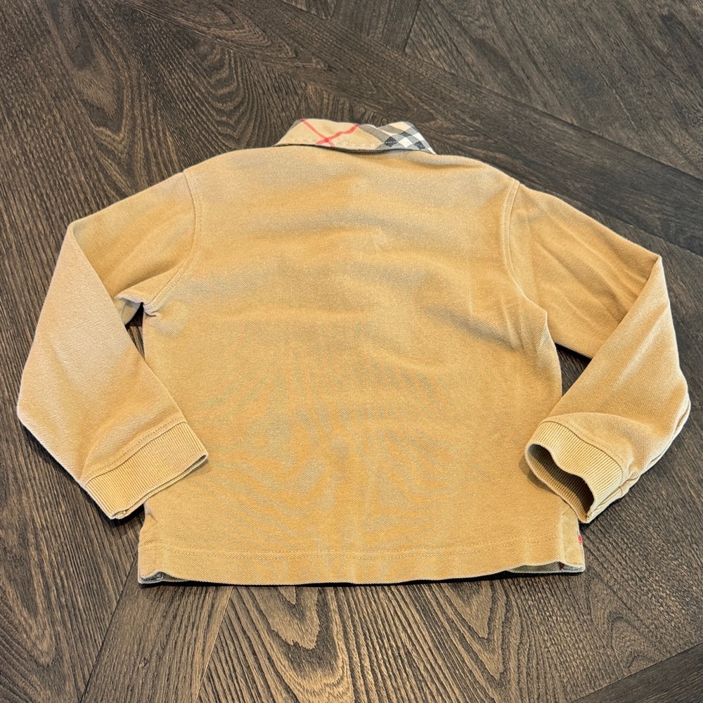 Burberry Kids Beige Polo Long Sleeve Check Collar - Picture 4 of 5